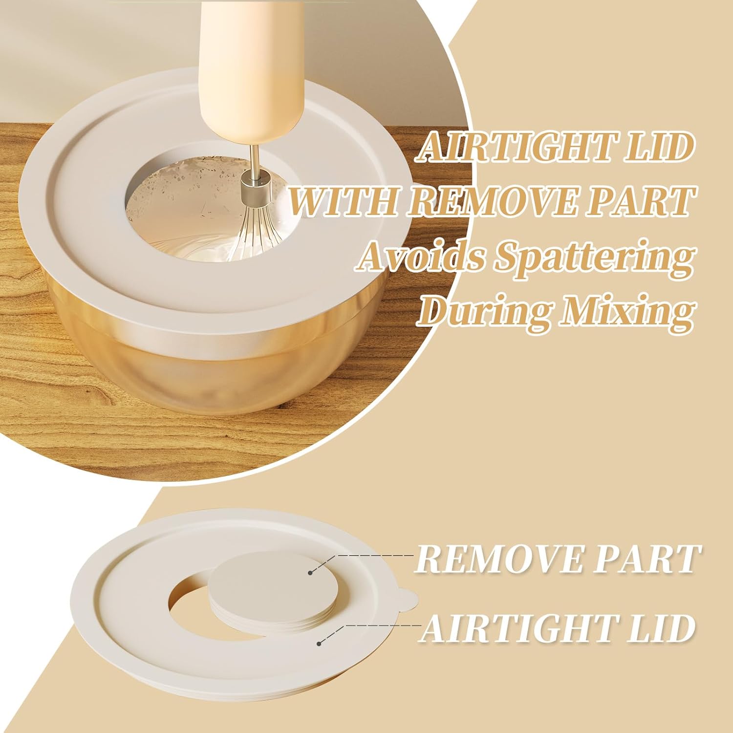 Mixing Bowls with Lids Set, 6 Piece Stainless Steel Nesting Storage Bowls